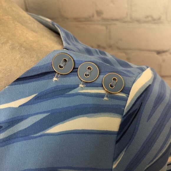 J McLaughlin Wavesong Top Size S Catalina Cloth Blue Sunset Lake - Picture 5 of 8